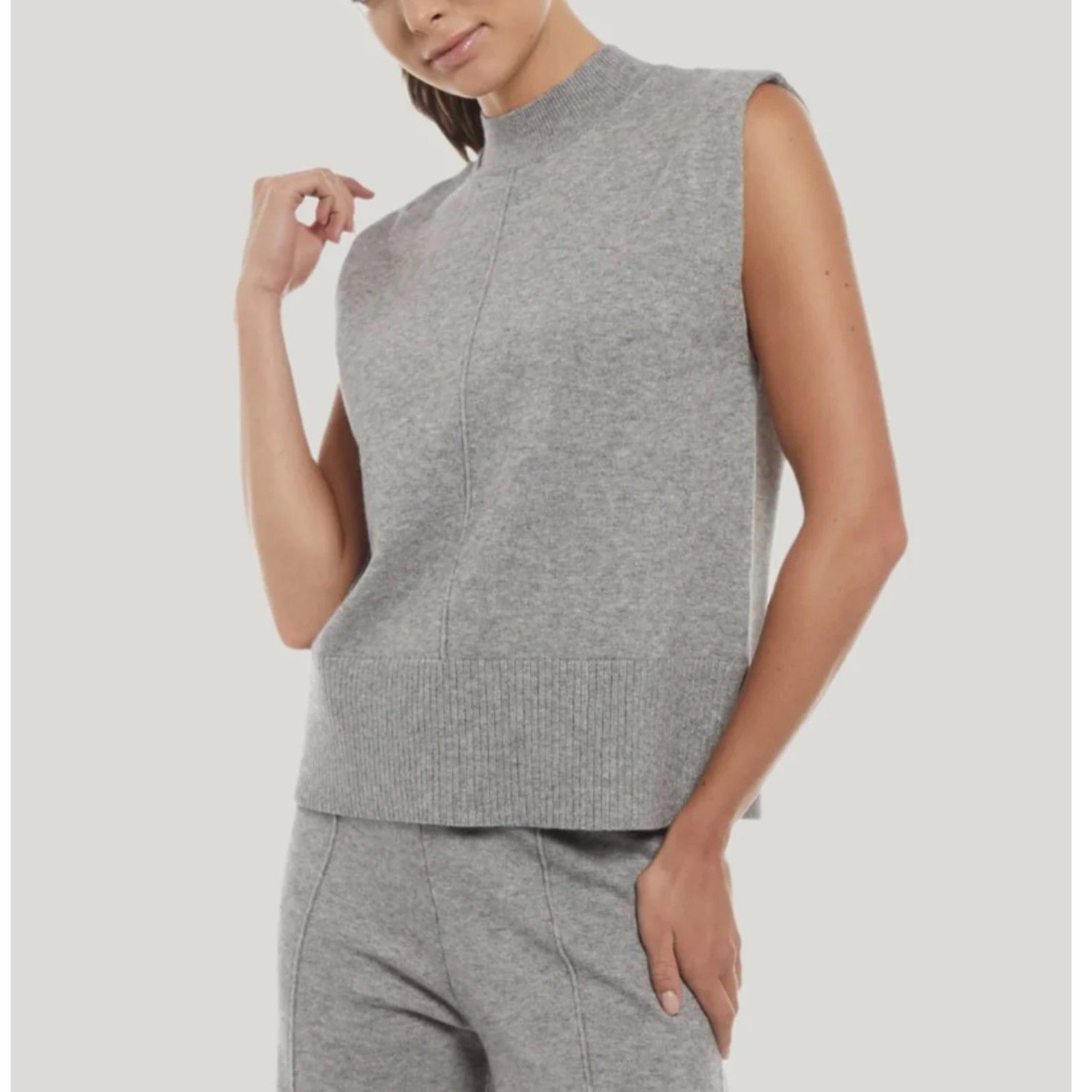 Nwt Three Dots Kate Heather Gray Turtleneck Tank Sweater Womenâs Medium